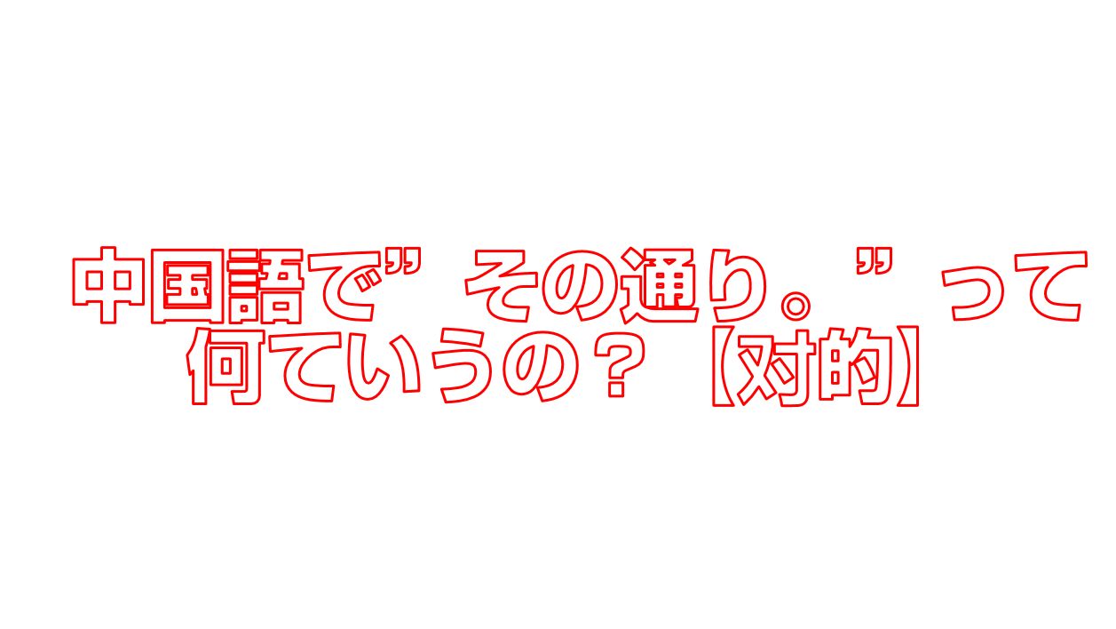 中国語で その通り って何ていうの 对的 今すぐ中国語