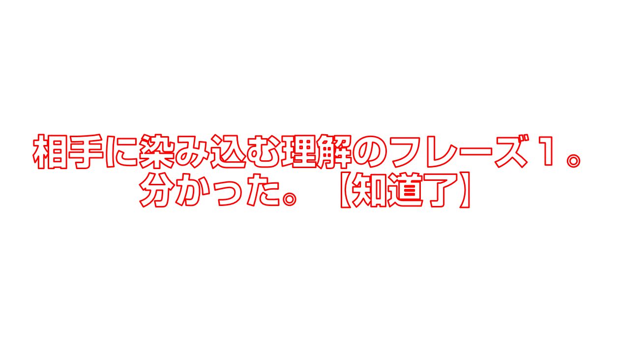 相手に染み込む理解のフレーズ１ 分かった 知道了 今すぐ中国語